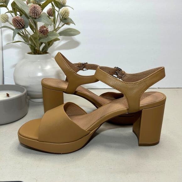 New Madewell Nadia Platform Sandal Leather Block Heel Amber Brown Women 9.5 NWOB - Picture 7 of 10